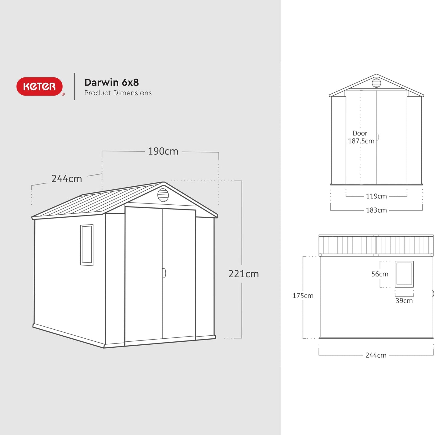6 x 8 ft Outdoor Resin Garden Shed, Wood-Look Waterproof Storage Shed with Double Lockable Doors for Tools & Bikes